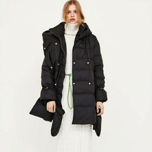Zara Black Coat Jacket with gloves.